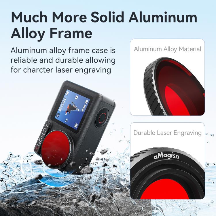 For DJI Osmo Action 5 Pro / Action 4 aMagisn Anti-Fog Dive Filter Lens Seamlessly Adapted To Waterproof Cases(Red) - Image 3