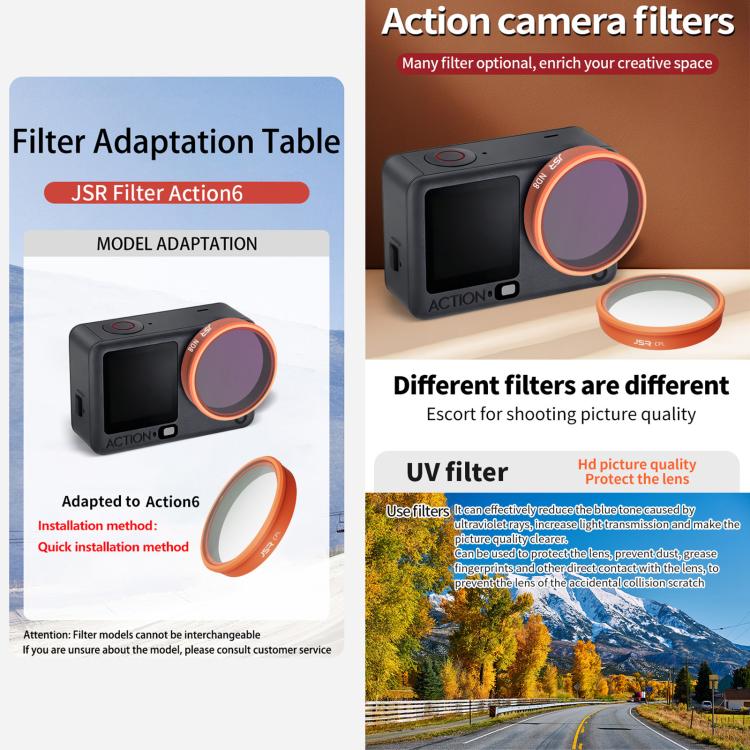 For DJI Osmo Action 6 JSR KO Series Camera Lens Filter, Filter:ND64PL - Image 3