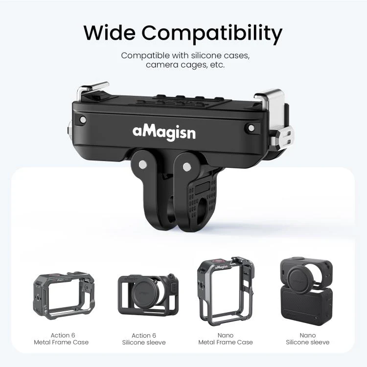 For DJI Osmo Action 6 / Nano aMagisn Metal Magnetic Quick Release Mount 2.0 Lockable Adapter(Black) - Image 10