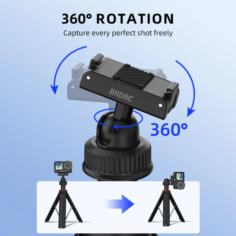 For DJI Osmo Action 6 / Nano BRDRC Extended Selfie Stick Quick-Release Tripod(Black) - Image 4