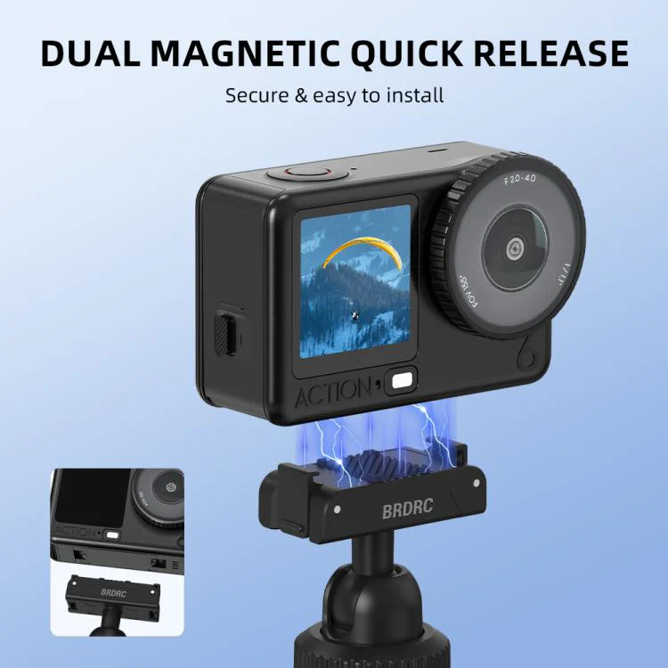 For DJI Osmo Action 6 / Nano BRDRC Extended Selfie Stick Quick-Release Tripod(Black) - Image 5