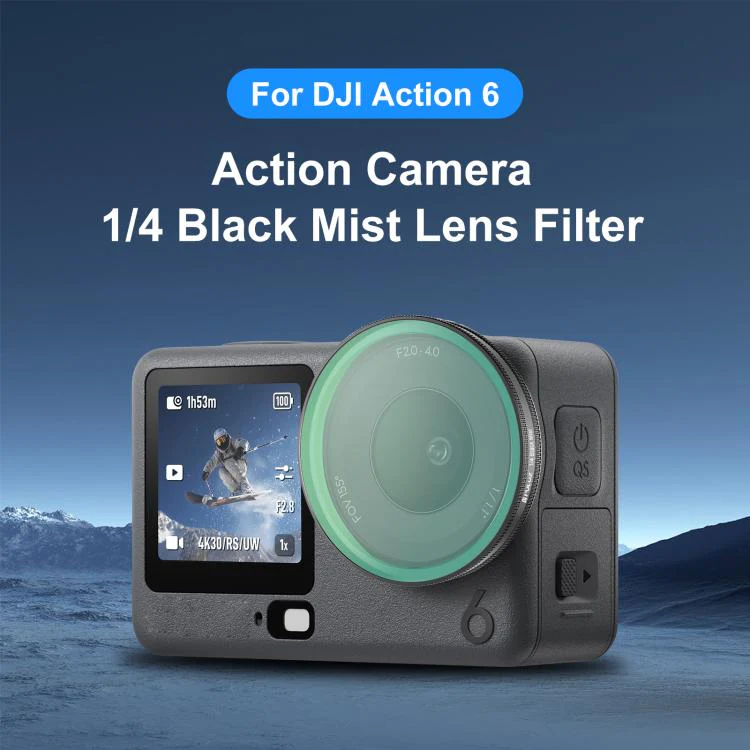 For DJI Osmo Action 6 PULUZ Action Camera Black Mist 1/4 Lens Filter - Image 2