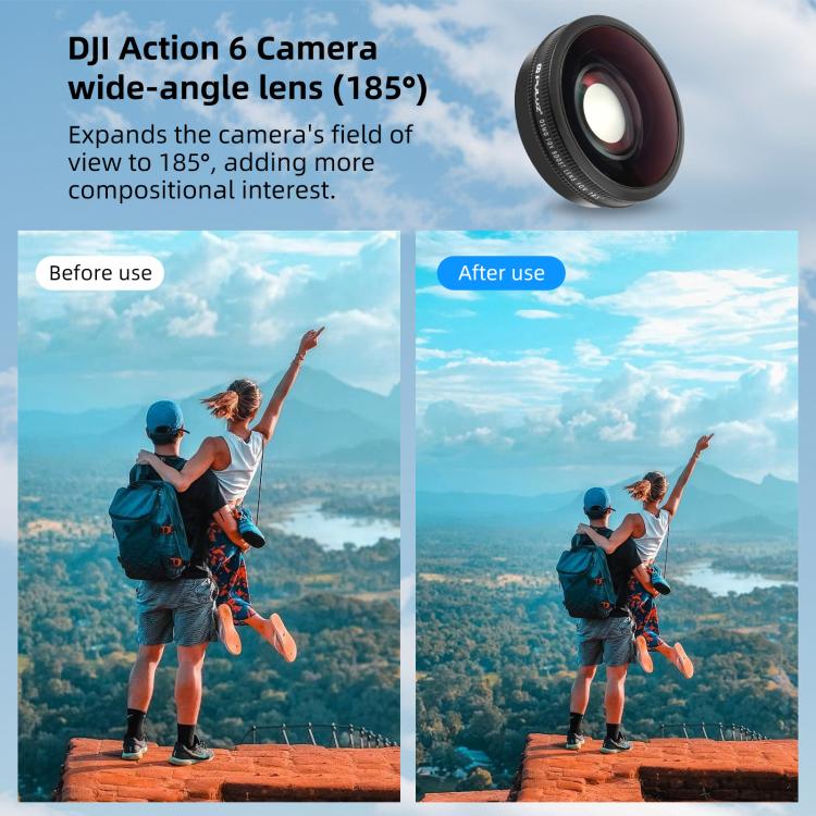 For DJI Osmo Action 6 PULUZ FOV Boost Lens 185 Degree Wide Angle Lens - Image 8