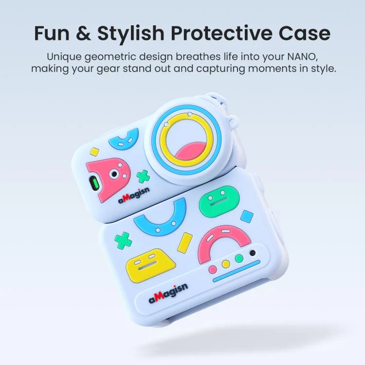 For DJI Osmo Nano aMagisn Fun Pattern Silicone Case 5-in-1 Full Body Protective Cover Skin with Lens Cap(Blue) - Image 3