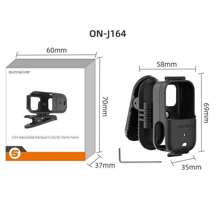 For DJI Osmo Nano Sunnylife Backpack Clip Action Camera Clamp 360 Rotation Vertical-Horizontal Mount 90 Tilt Upgraded Backpack Clip (Black) - Image 14
