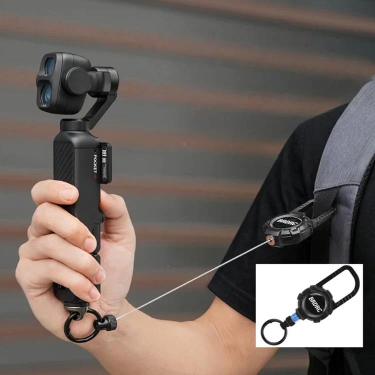 For DJI Osmo Packet 4 / 3 BRDRC Magnetic Telescopic Backpack Hook Anti-Loss Rope(Black)