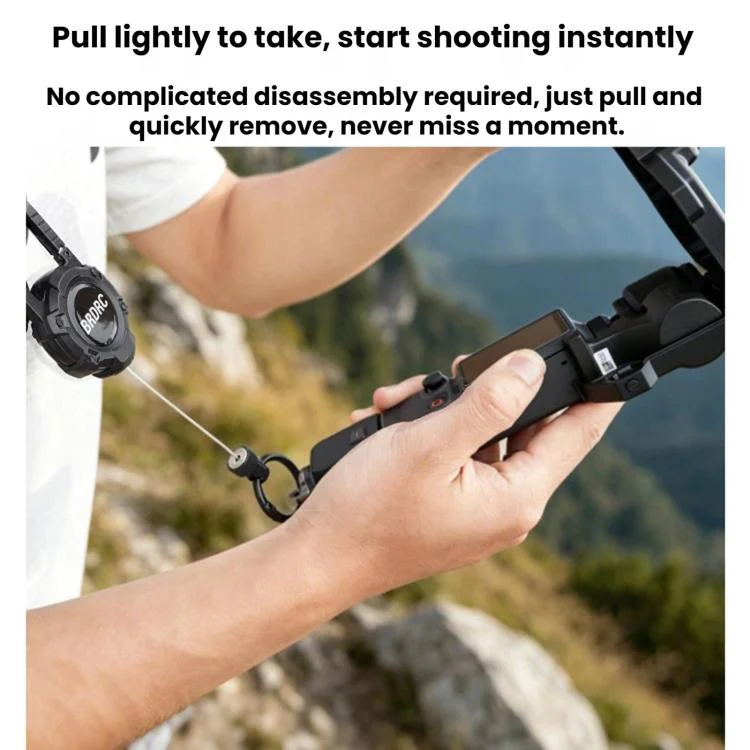 For DJI Osmo Packet 4 / 3 BRDRC Magnetic Telescopic Backpack Hook Anti-Loss Rope(Black) - Image 10