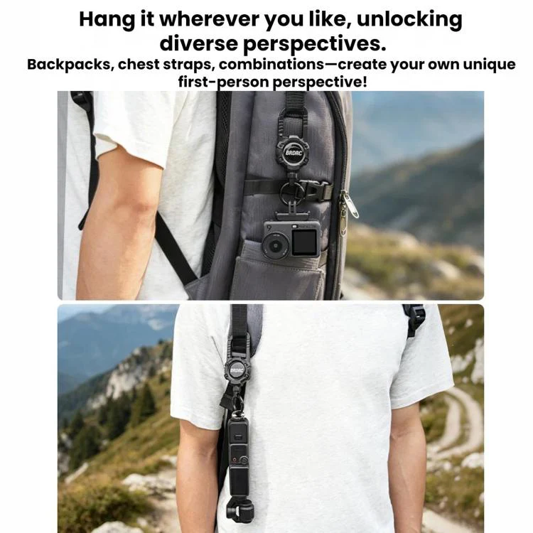 For DJI Osmo Packet 4 / 3 BRDRC Magnetic Telescopic Backpack Hook Anti-Loss Rope(Black) - Image 12