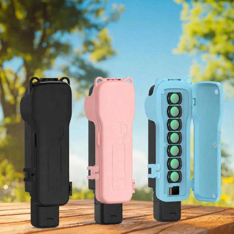 For DJI Osmo Pocket 3 BRDRC Filter Storage Flip Case With Magnetic Clasp(Pink) - Image 12