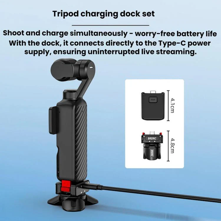 For DJI Osmo Pocket 4 / 3 / Insta360 X5 BRDRC Tripod Magnetic Mount(Black) - Image 5
