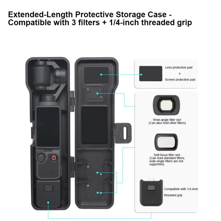 For DJI Osmo Pocket 4 / 3 Long Anti-fall Anti Scratch Shockproof Flip Cover(Black) - Image 4