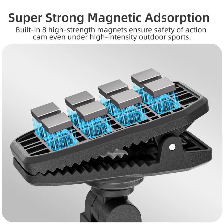 For DJI Osmo Pocket 4 / 3 Sunnylife Magnetic Quick-Release Adjustable Backpack Clip Action Camera Clamp Vertical-Horizontal Mount (Black) - Image 5
