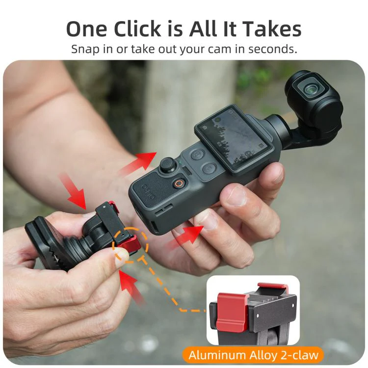 For DJI Osmo Pocket 4 / 3 Sunnylife Magnetic Quick-Release Adjustable Backpack Clip Action Camera Clamp Vertical-Horizontal Mount (Black) - Image 8