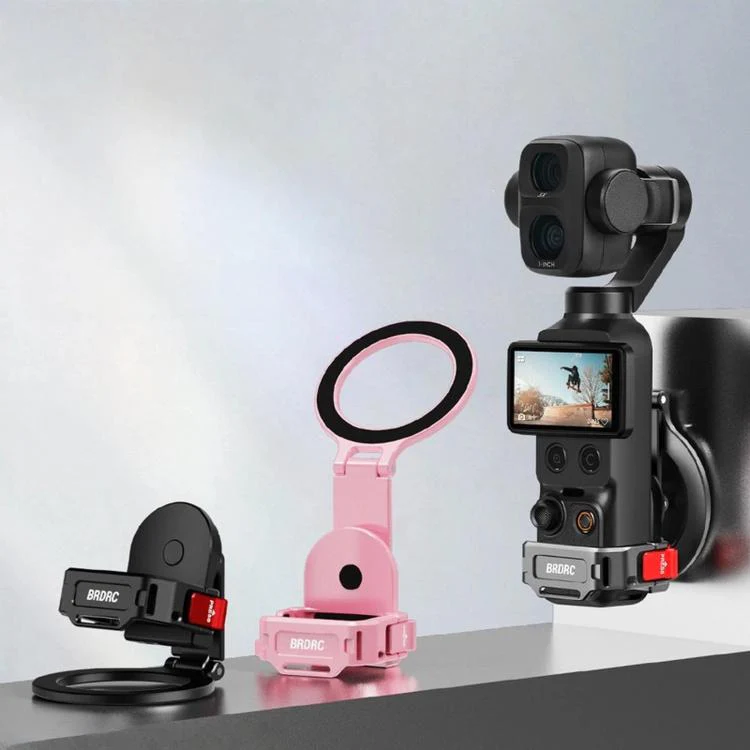 For DJI Osmo Pocket 4 / 4P / 3 BRDRC Teleprompter Magnetic Holder Cold Shoe Extender Phone Clip(Pink) - Image 2