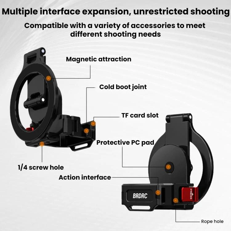 For DJI Osmo Pocket 4 / 4P / 3 BRDRC Teleprompter Magnetic Holder Cold Shoe Extender Phone Clip(Pink) - Image 3