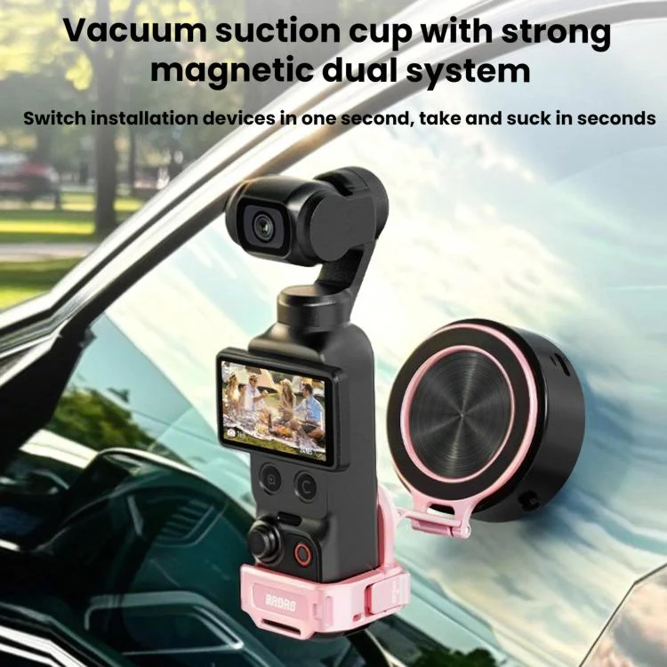 For DJI Osmo Pocket 4 / 4P / 3 BRDRC Teleprompter Magnetic Holder Cold Shoe Extender Phone Clip(Pink) - Image 9