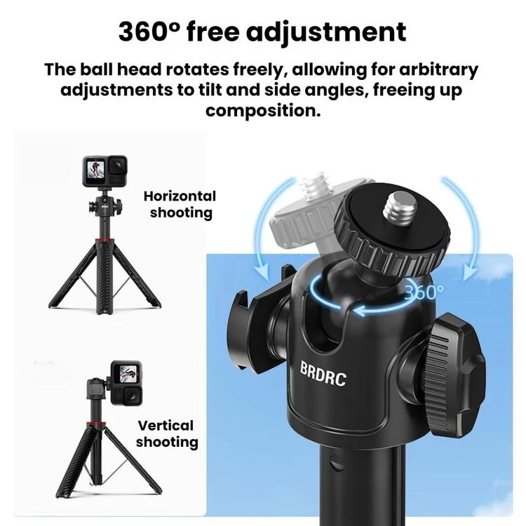 For DJI Osmo Pocket 4 / Action 6 / GoPro BRDRC Selfie Extension Tripod(1/4 Mount) - Image 5
