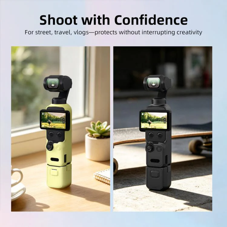 For DJI Osmo Pocket 4 BRDRC Display Sunshade Protective Silicone Case(Blue) - Image 6