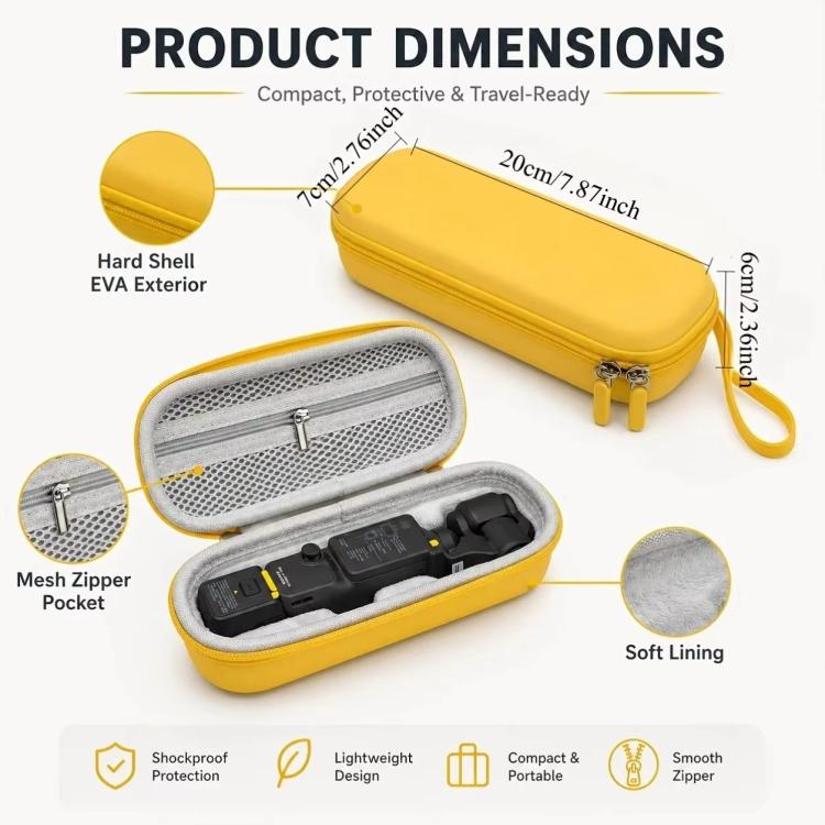 For DJI Osmo Pocket 4 EVA Hard Shell Protective Organizer Bag(Yellow) - Image 3