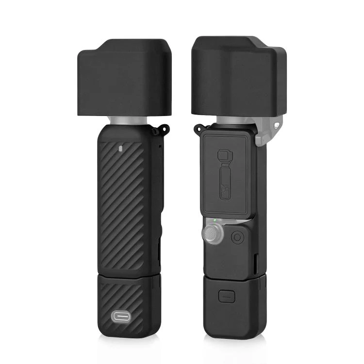 For DJI OSMO Pocket 4 PULUZ 4 in 1 Body Lens Handle Screen Silicone TPU Cover (Black)
