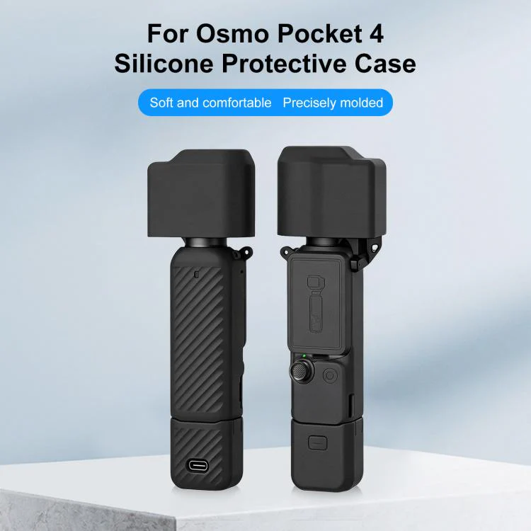 For DJI OSMO Pocket 4 PULUZ 4 in 1 Body Lens Handle Screen Silicone TPU Cover (Black) - Image 2