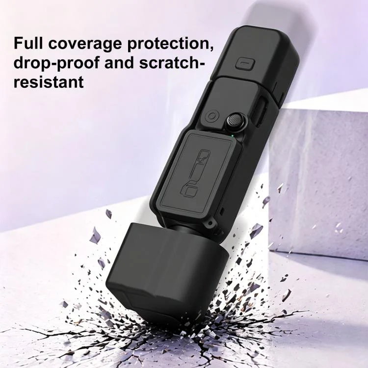 For DJI OSMO Pocket 4 PULUZ 4 in 1 Body Lens Handle Screen Silicone TPU Cover (Black) - Image 7