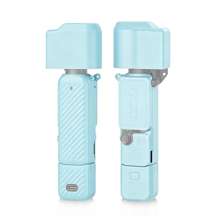 For DJI OSMO Pocket 4 PULUZ 4 in 1 Body Lens Handle Screen Silicone TPU Cover (Blue)