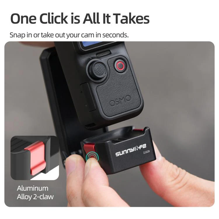 For DJI Osmo Pocket 4P / 4 / 3 Sunnylife Quick-Release Magnetic Mount Tabletop Base Bracket Angles Adjustable Stand (Black) - Image 5