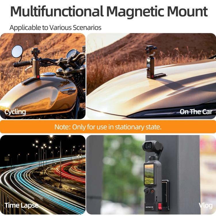 For DJI Osmo Pocket 4P / 4 / 3 Sunnylife Quick-Release Magnetic Mount Tabletop Base Bracket Angles Adjustable Stand (Black) - Image 8