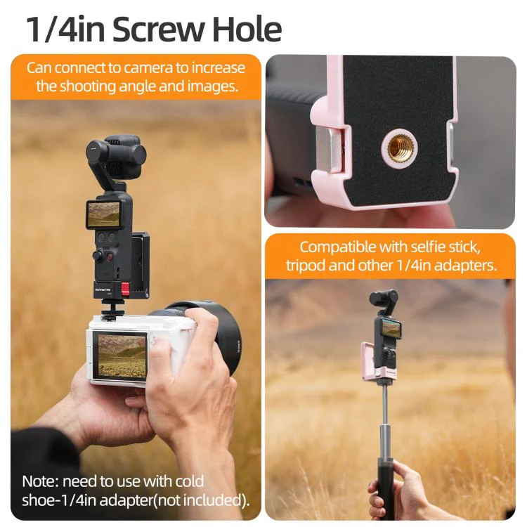 For DJI Osmo Pocket 4P / 4 / 3 Sunnylife Quick-Release Magnetic Mount Tabletop Base Bracket Angles Adjustable Stand (Pink) - Image 10