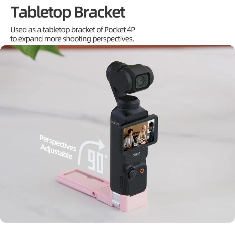 For DJI Osmo Pocket 4P / 4 / 3 Sunnylife Quick-Release Magnetic Mount Tabletop Base Bracket Angles Adjustable Stand (Pink) - Image 12