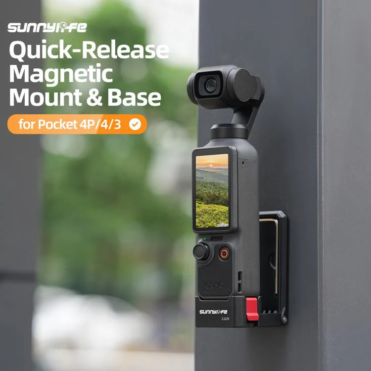 For DJI Osmo Pocket 4P / 4 / 3 Sunnylife Quick-Release Magnetic Mount Tabletop Base Bracket Angles Adjustable Stand (Pink) - Image 3