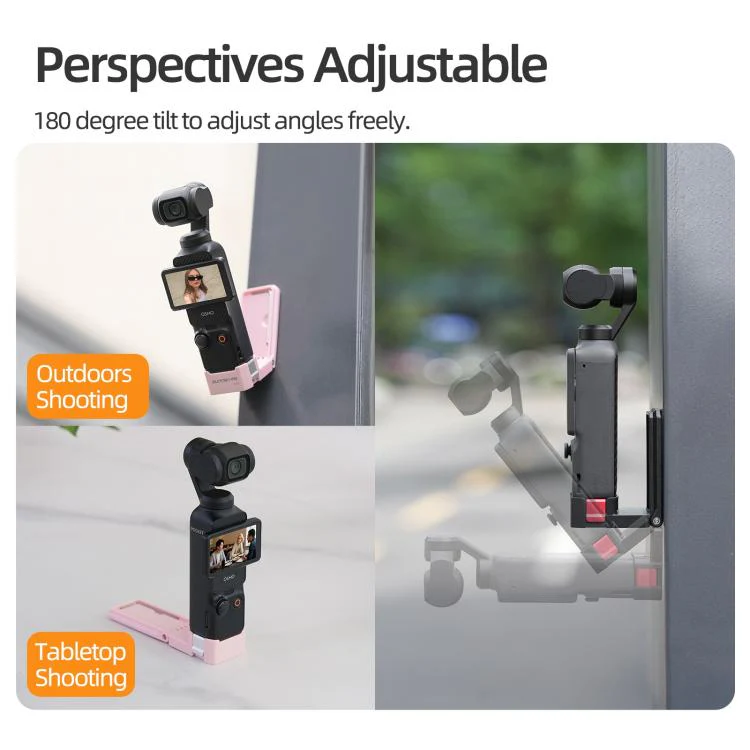 For DJI Osmo Pocket 4P / 4 / 3 Sunnylife Quick-Release Magnetic Mount Tabletop Base Bracket Angles Adjustable Stand (Pink) - Image 9