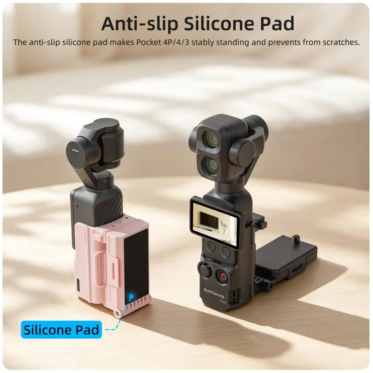 For DJI Osmo Pocket 4P / 4 Sunnylife Handheld Magnetic Mount with Filter Box Tabletop Base Bracket Angles Adjustable Holder (Black) - Image 15