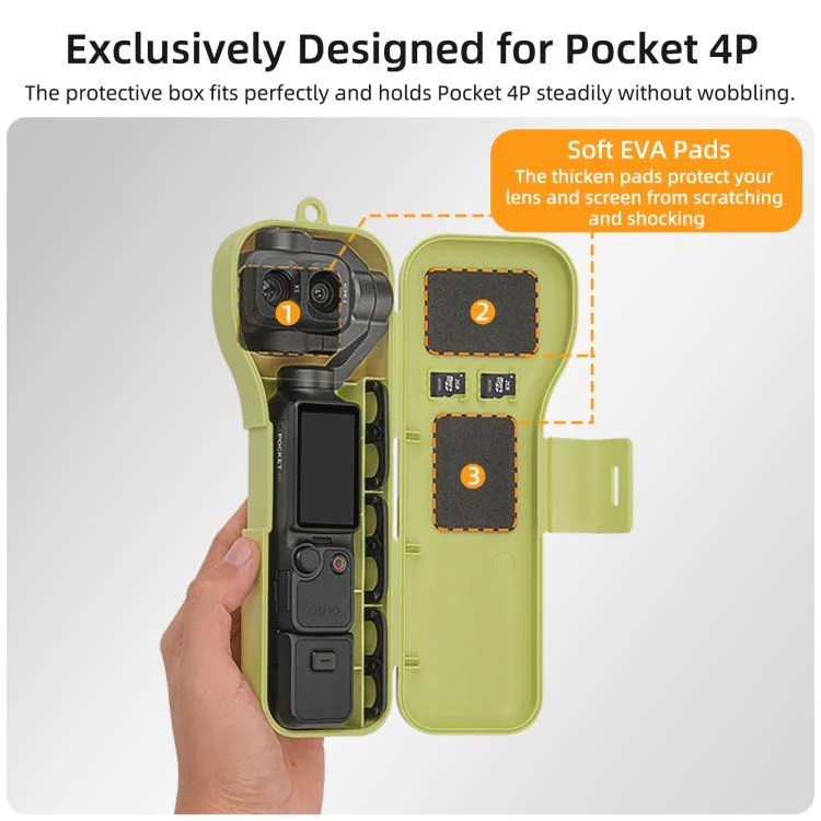 For DJI Osmo Pocket 4P Sunnylife Gimbal Camera Protector with Lanyard Shock-proof Protective Cover Storage Box(Matcha Green) - Image 9