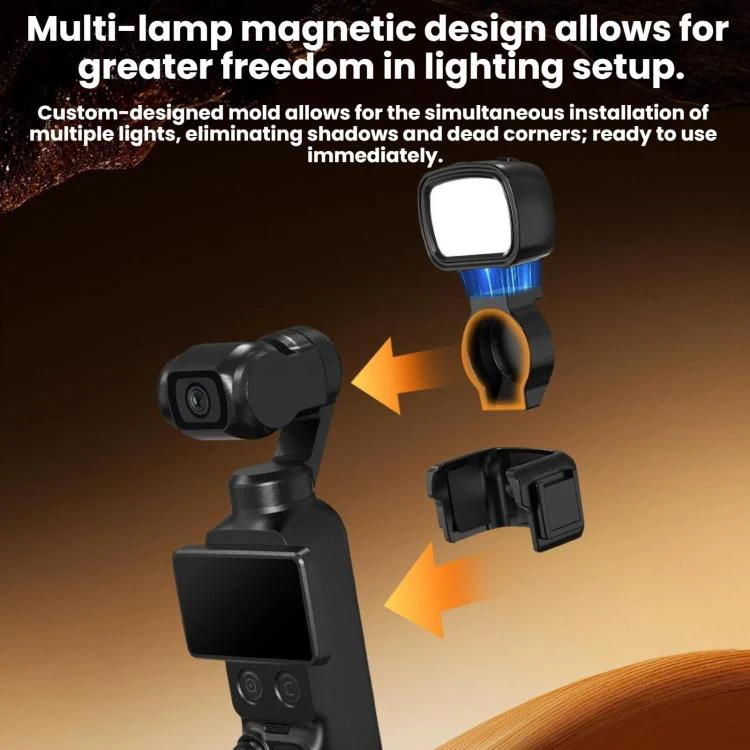 For DJI Pocket 4 BRDRC Portable Handheld Magnetic Selfie Light(Black) - Image 4