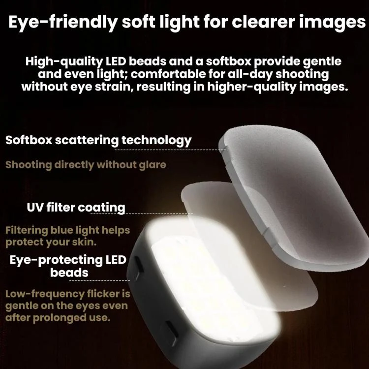 For DJI Pocket 4 BRDRC Portable Handheld Magnetic Selfie Light(Black) - Image 5