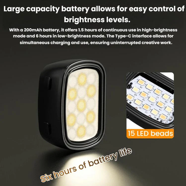 For DJI Pocket 4 BRDRC Portable Handheld Magnetic Selfie Light(Black) - Image 6