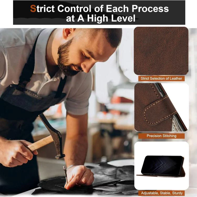 For DOOGEE N60 Pro Color Matching Buckle Clasp Vegan Leather Phone Case(Brown) - Image 5