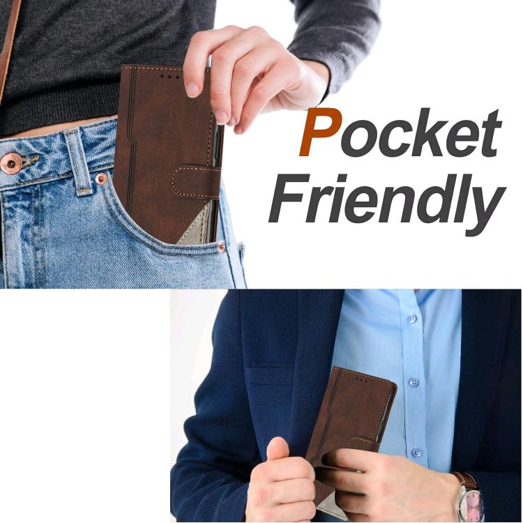 For DOOGEE N60 Pro Color Matching Buckle Clasp Vegan Leather Phone Case(Brown) - Image 6