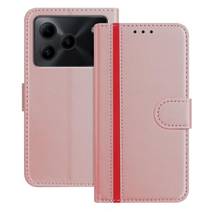 For Doogee Note 56 Color Block Card Slots Vegan Leather Phone Case(Rose Gold)
