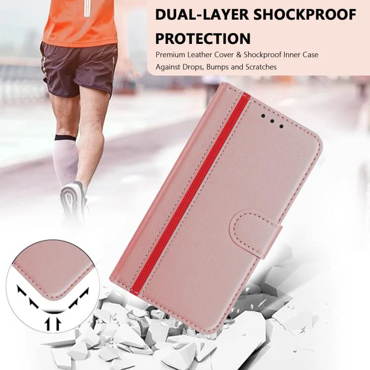 For Doogee Note 56 Color Block Card Slots Vegan Leather Phone Case(Rose Gold) - Image 6