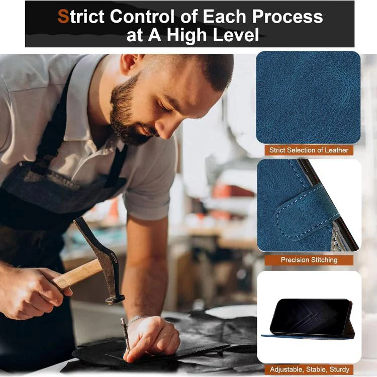 For DOOGEE Note 56 Color Matching Buckle Clasp Vegan Leather Phone Case(Blue) - Image 5