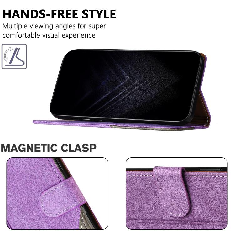 For DOOGEE Note 56 Color Matching Buckle Clasp Vegan Leather Phone Case(Purple) - Image 3