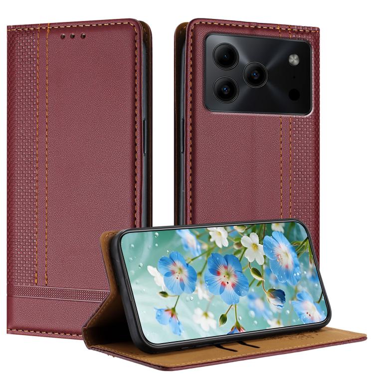 For Doogee Note 56 Stitching Design Scratch-Resistant Vegan Leather Phone Case(Wine Red)