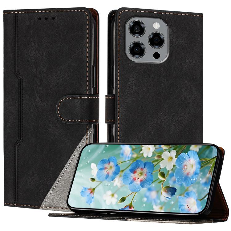 For DOOGEE Note 58 / 58 Pro Color Matching Buckle Clasp Vegan Leather Phone Case(Black)