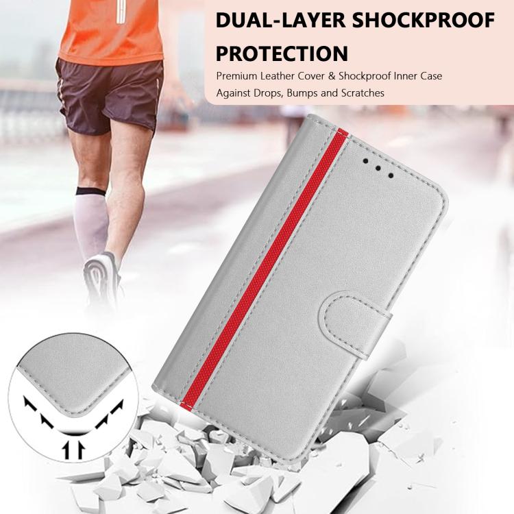 For Doogee Note 59 / 59 Pro Color Block Card Slots Vegan Leather Phone Case(Silver) - Image 6