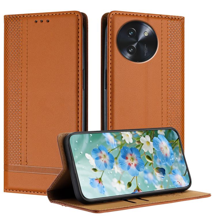 For Doogee Note 59 5G Stitching Design Scratch-Resistant Vegan Leather Phone Case(Brown)