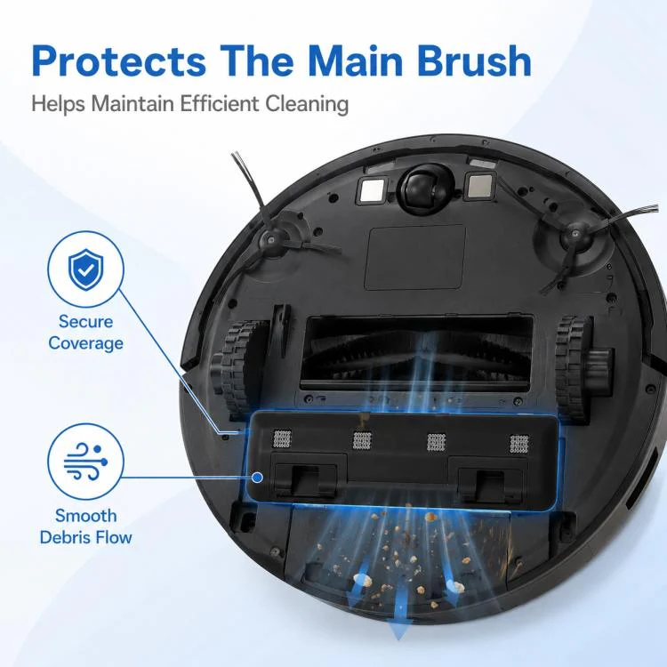For Dreame X30 / S30 / S10 Series Robot Vacuum Cleaner Replacement Parts, Black Main Rubber Brush Cover - Image 6