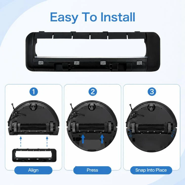For Dreame X30 / S30 / S10 Series Robot Vacuum Cleaner Replacement Parts, Black Main Rubber Brush Cover - Image 7